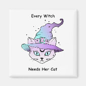 Whimsical Witch Cat マグネット (正面)