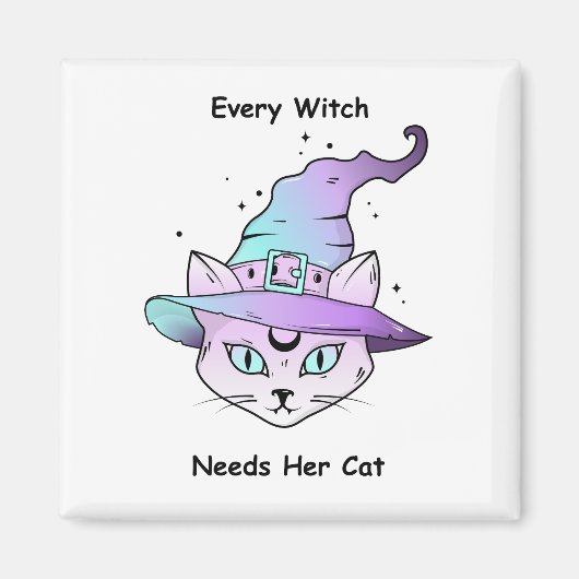 Whimsical Witch Cat マグネット (正面)