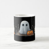 Whimsical Witch Cat Ghost Pumpkin Halloween Mug コーヒーマグカップ (中央)