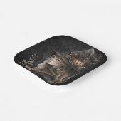 Whimsical Witch on Black Damask ペーパープレート (傾斜あり)