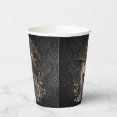 Whimsical Witch on Black Damask 紙コップ (右)