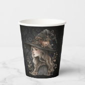 Whimsical Witch on Black Damask 紙コップ (正面)