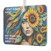 Whimsical Woman Adulting & Anxious With Sunflower カーエアーフレッシュナー (左)
