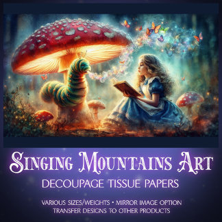 Whimsical Wonderland Alice Caterpillar Decoupage 薄葉紙