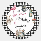 Whimsical Wonderland Birthday Party ラウンドシール (正面)
