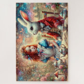 Whimsical Wonderland Illustration Alice & Rabbit ジグソーパズル (縦)