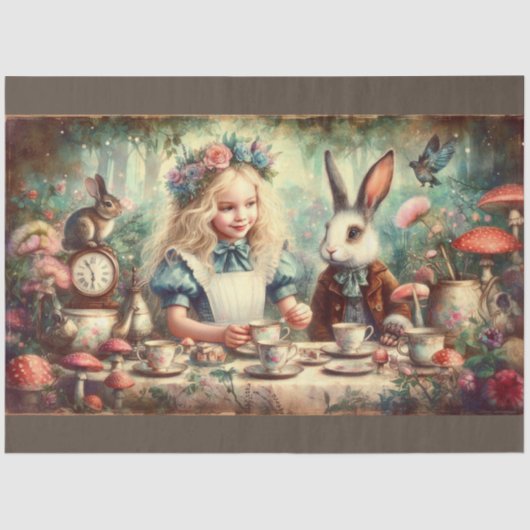 Whimsical Wonderland Tea Party Decoupage 薄葉紙 (正面)