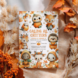 Whimsical Woodland Animals Autumn Kids' Birthday 招待状