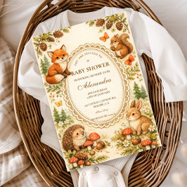 Whimsical Woodland Animals Baby Shower 招待状