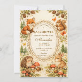 Whimsical Woodland Animals Baby Shower 招待状 (正面)