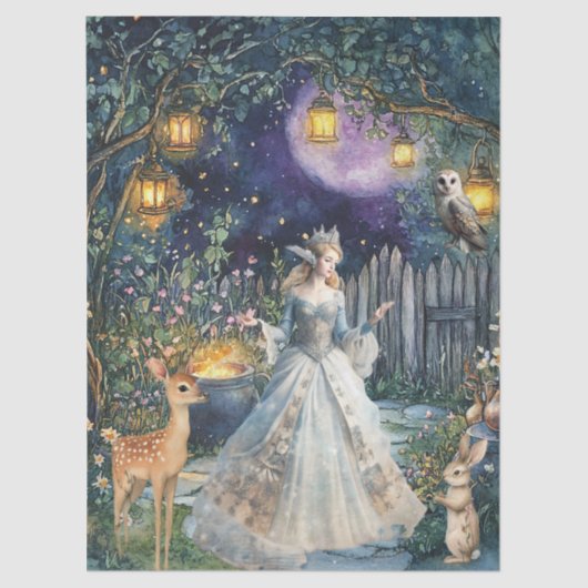 Whimsical Woodland Animals & Fairy Decoupage Paper 薄葉紙 (正面)