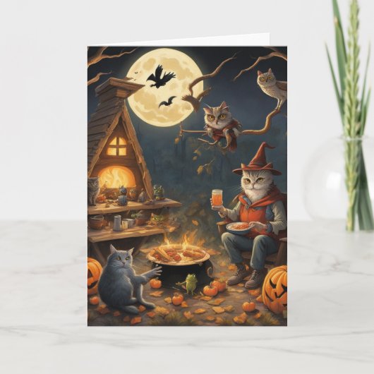 Whimsical woodland animals Halloween camping party カード (正面)