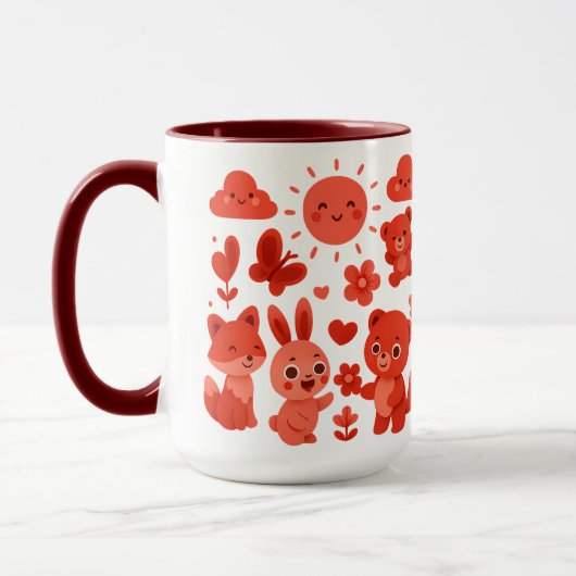 Whimsical Woodland Animals Sun Ceramic Mug マグカップ (左)