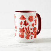Whimsical Woodland Animals Sun Ceramic Mug マグカップ (正面右)