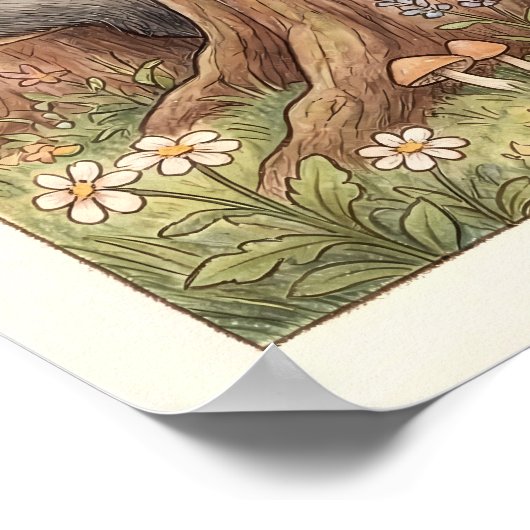 Whimsical Woodland Animals Tea Party Nursery ポスター (角)