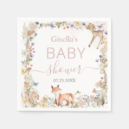 Whimsical Woodland Animals Wildflower Baby Shower  スタンダードカクテルナプキン