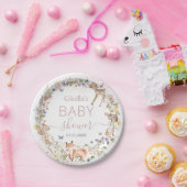 Whimsical Woodland Animals Wildflower Baby Shower  ペーパープレート (パーティー)