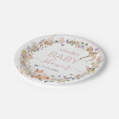 Whimsical Woodland Animals Wildflower Baby Shower  ペーパープレート (アングル)