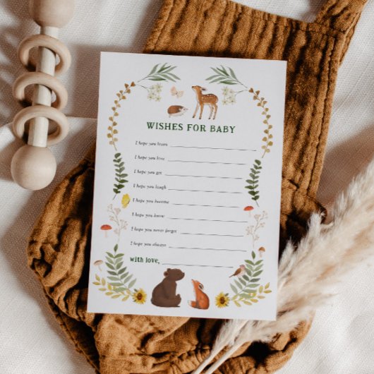 Whimsical Woodland Baby Shower Wishes for Baby アドバイスカード