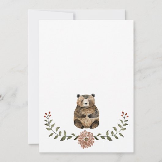 Whimsical Woodland Bear Baby Shower 招待状 (裏面)