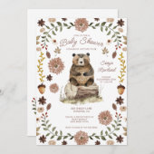 Whimsical Woodland Bear Baby Shower 招待状 (正面/裏面)