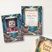 Whimsical Woodland Castle Fairy First 1st Birthday 招待状