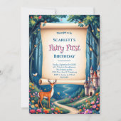 Whimsical Woodland Castle Fairy First 1st Birthday 招待状 (正面)