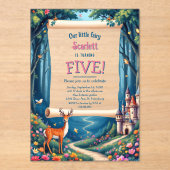 Whimsical Woodland Castle Fairytale Kid's Birthday アクリル招待状 (正面)