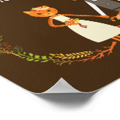Whimsical Woodland Cat & Fox Couple Wedding Sign ポスター (角)