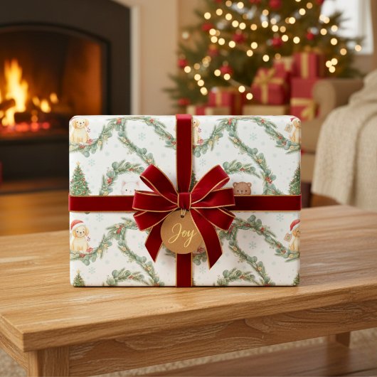 Whimsical Woodland Christmas Animals  ラッピングペーパー