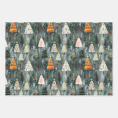 Whimsical Woodland Christmas Tree Forest ラッピングペーパーシート (正面)