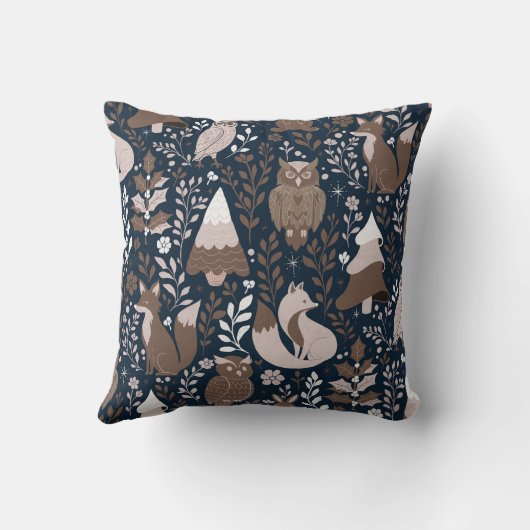 Whimsical Woodland Creatures Pattern クッション (裏面)