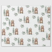 Whimsical Woodland Deer Birthday Green ラッピングペーパー (フラット)