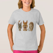 Whimsical Woodland Faces – Cute Embroidered Animal Tシャツ (正面)
