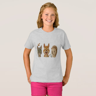 Whimsical Woodland Faces – Cute Embroidered Animal Tシャツ