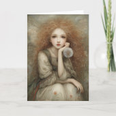 Whimsical Woodland Fairy Portrait with Dandelion  カード (正面)