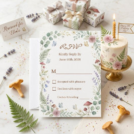 Whimsical Woodland Fairy Watercolor 5th Birthday 出欠カード