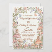 Whimsical Woodland Fairy Watercolor 5th Birthday 招待状 (正面)