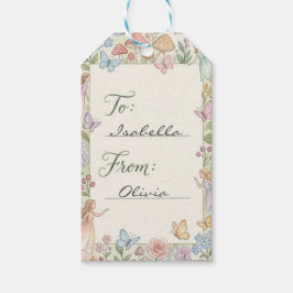 Whimsical Woodland Fairy Watercolor Birthday ギフトタグ