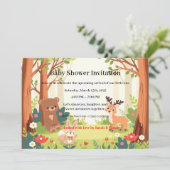 Whimsical Woodland Forest Friends Baby Shower 招待状 (スタンド正面)
