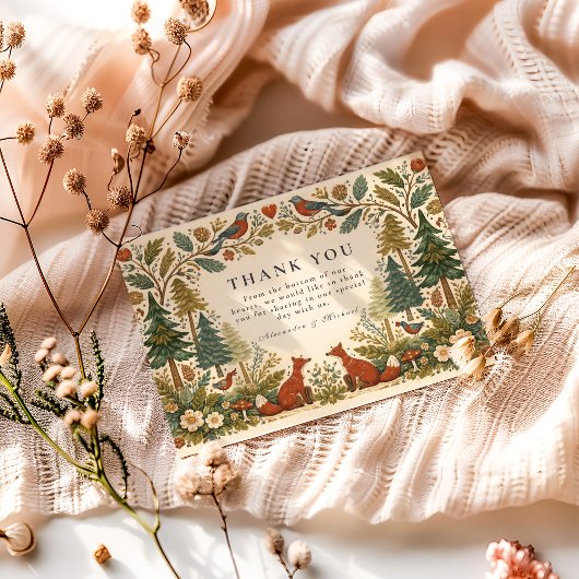 Whimsical Woodland Forest Wedding サンキューカード