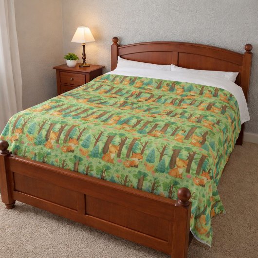 Whimsical Woodland Friends フリースブランケット