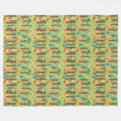 Whimsical Woodland Friends フリースブランケット (正面(横))