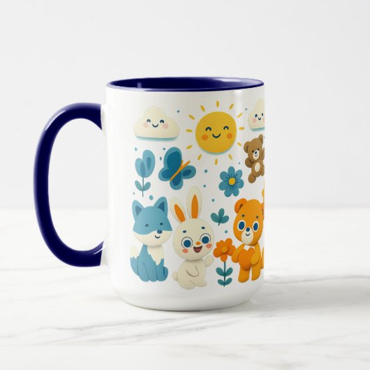 Whimsical Woodland Friends Ceramic Mug マグカップ (左)