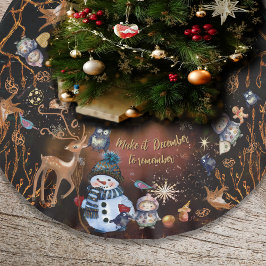 Whimsical Woodland Friends Christmas Tree Skirt ブラッシュドポリエステルツリースカート