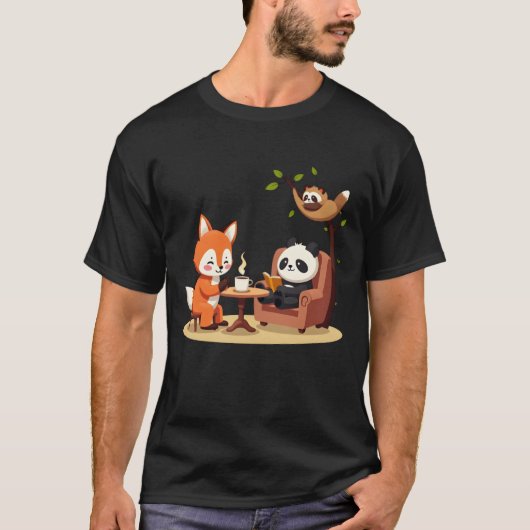 Whimsical Woodland Friends family Tシャツ (正面)