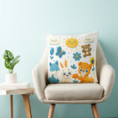 Whimsical Woodland Friends Sun Throw Pillow クッション (椅子)