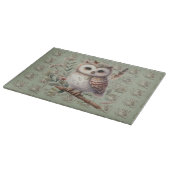 Whimsical Woodland Owl Botanical Illustration カッティングボード (角)