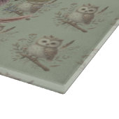 Whimsical Woodland Owl Botanical Illustration カッティングボード (角)