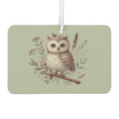 Whimsical Woodland Owl Botanical Illustration カーエアーフレッシュナー (裏面)